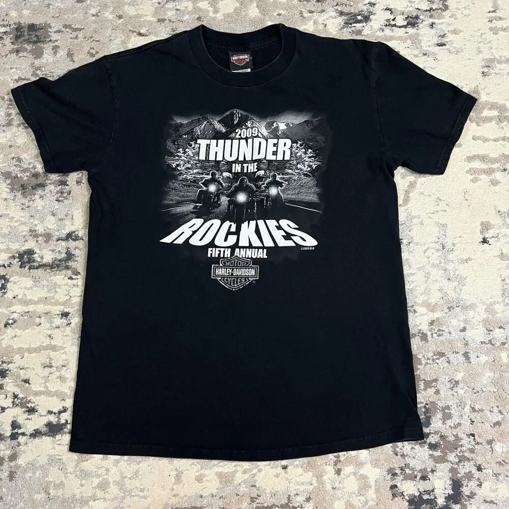 Thunder In Rockies Harley Davidson T Shirt Sz L Motorcycle Biker Loveland CO